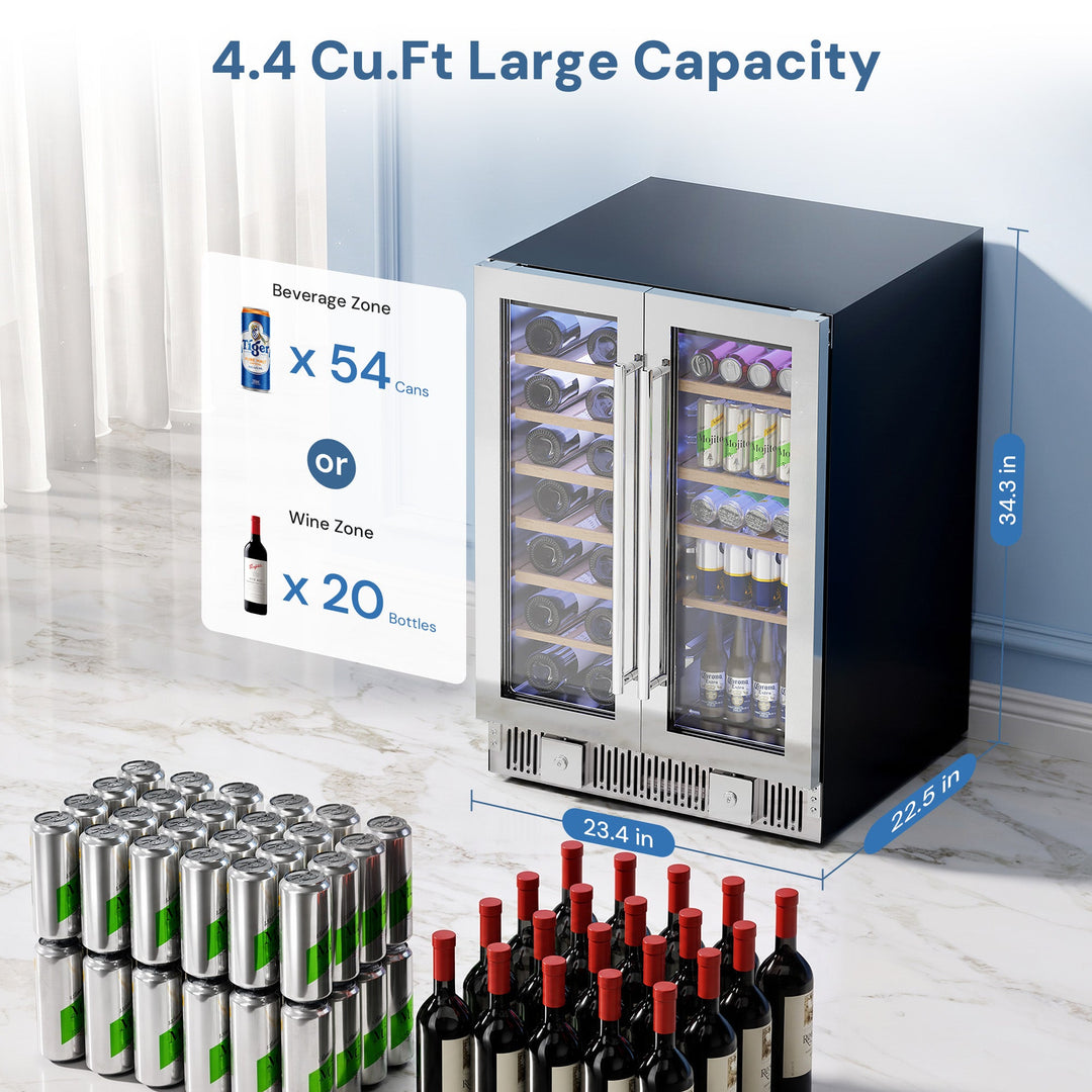 24 Inch Dual Zone Wine Fridges Cooler Beverage Refrigerator W51115 - Kismile