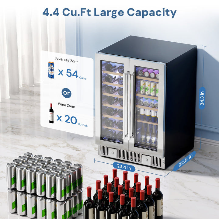 24 Inch Dual Zone Wine Fridges Cooler Beverage Refrigerator W51115 - Kismile