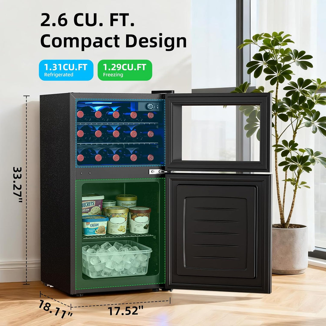 2.6 Cu. Ft Dual Zone Wine Cooler Mini Fridge 58080RWC0 - Kismile