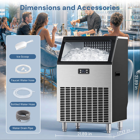 265LBS Freestanding Commercial Ice Maker - Kismile