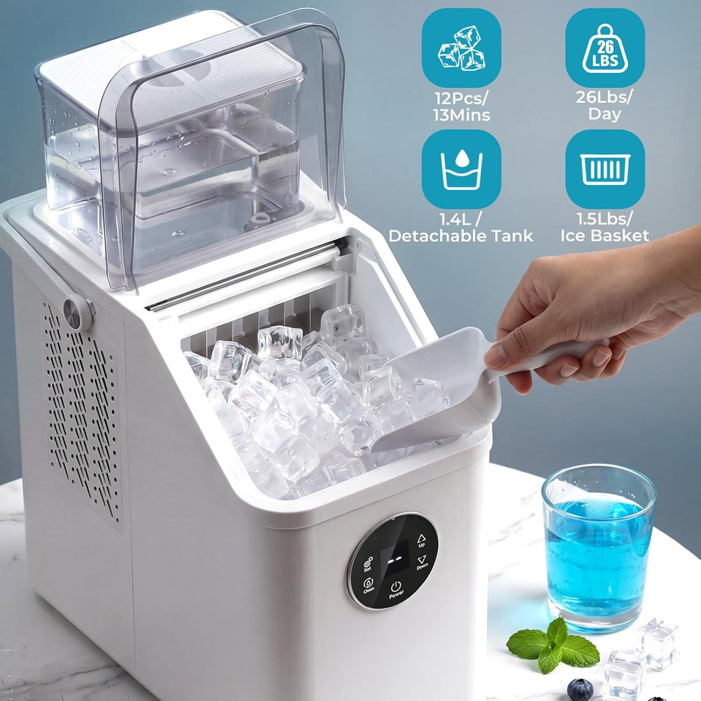 26Lbs/Day Countertop Ice Cube Maker IM5812F - Kismile