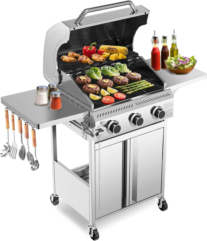 3 & 4 - Burner Propane Gas Grills with Side Burners, for Outdoor Cooking, BBQ, Patio, Camping - Kismile