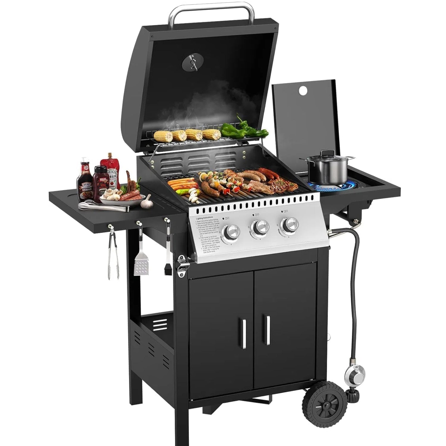 Outdoor Propane Gas Grills with Side Burner Kismile