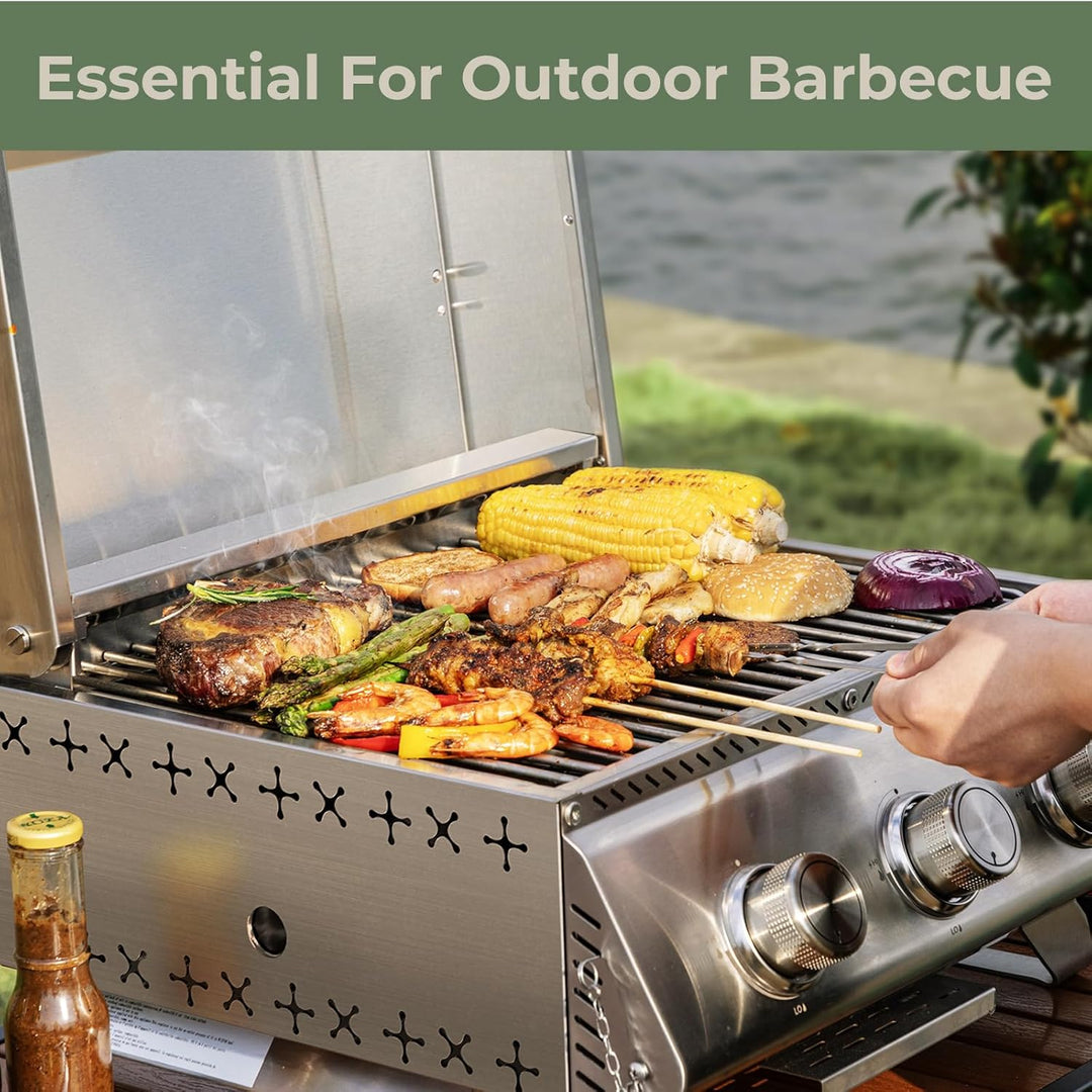 3 - Burner Tabletop Portable Propane Gas Grill with Detachable Griddle,24,000 BTU Compact Outdoor BBQ TG0130K - Kismile