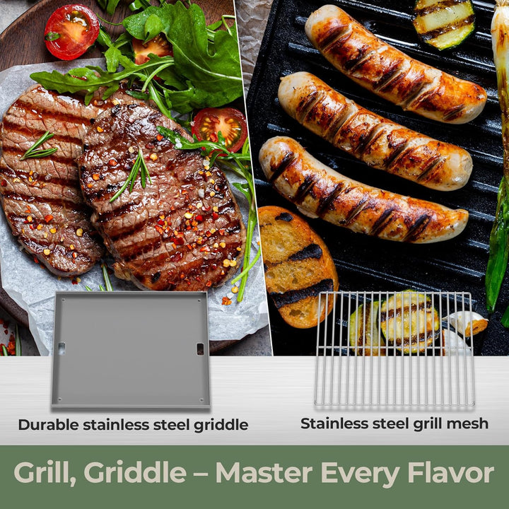 3 - Burner Tabletop Portable Propane Gas Grill with Detachable Griddle,24,000 BTU Compact Outdoor BBQ TG0130K - Kismile