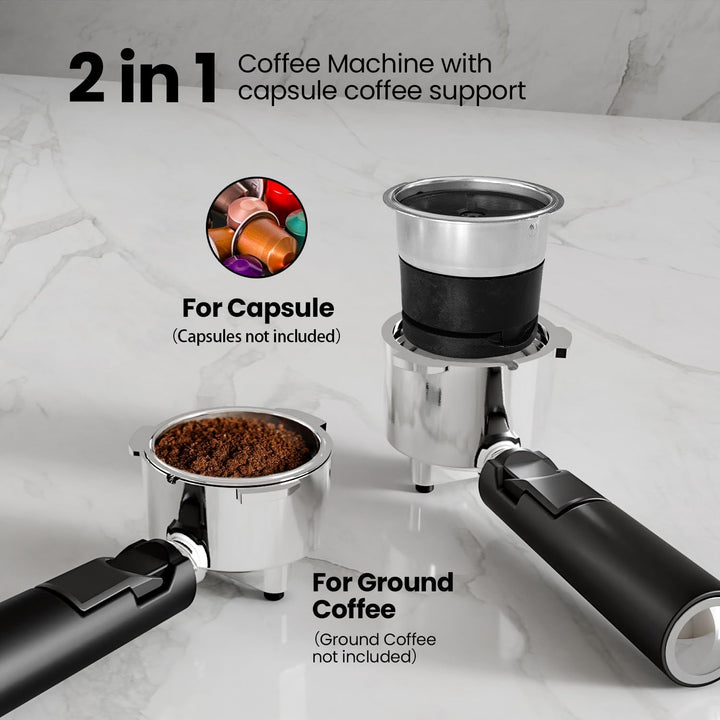 3 in 1 Professional Espresso Maker with Dual Heating System & Capsule Compatible CM8011 - Kismile