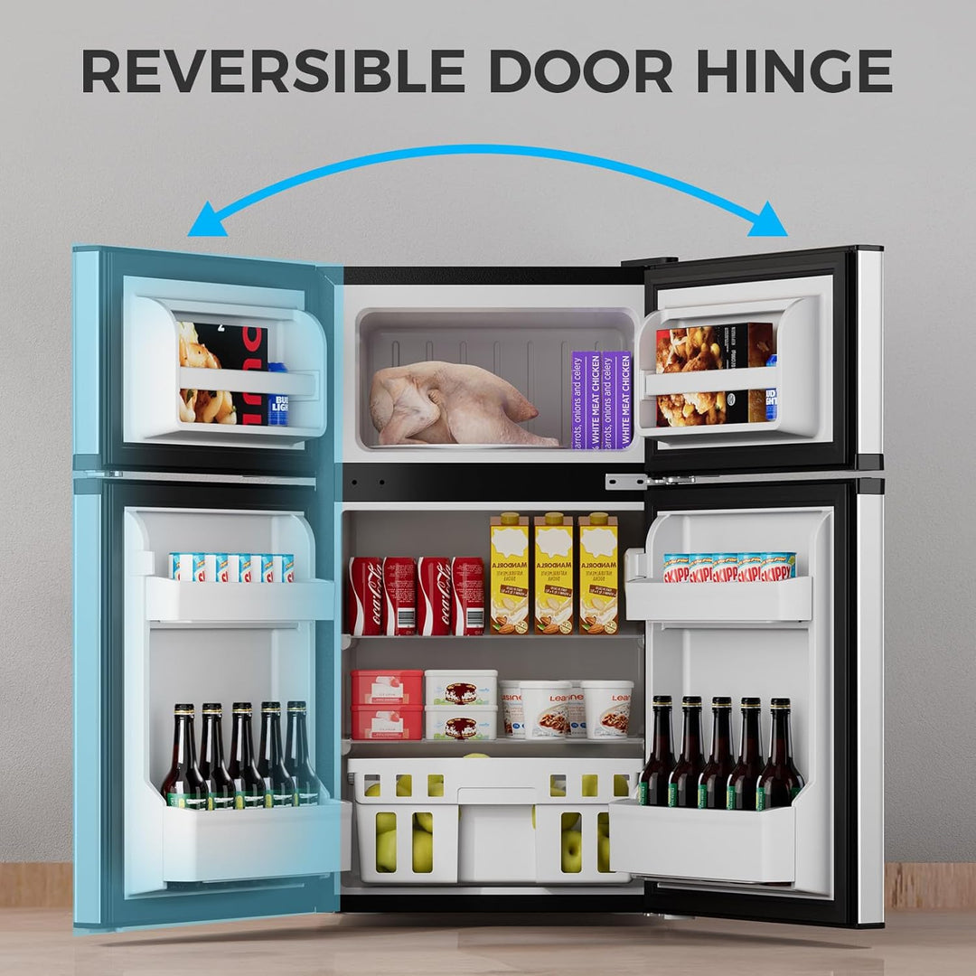 3.2 Cu.Ft Mini Fridge with Freezer, Double Door Compact Refrigerator 58087RRE0 - Kismile