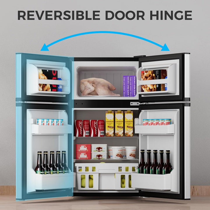 3.2 Cu.Ft Mini Fridge with Freezer, Double Door Compact Refrigerator 58087RRE0 - Kismile