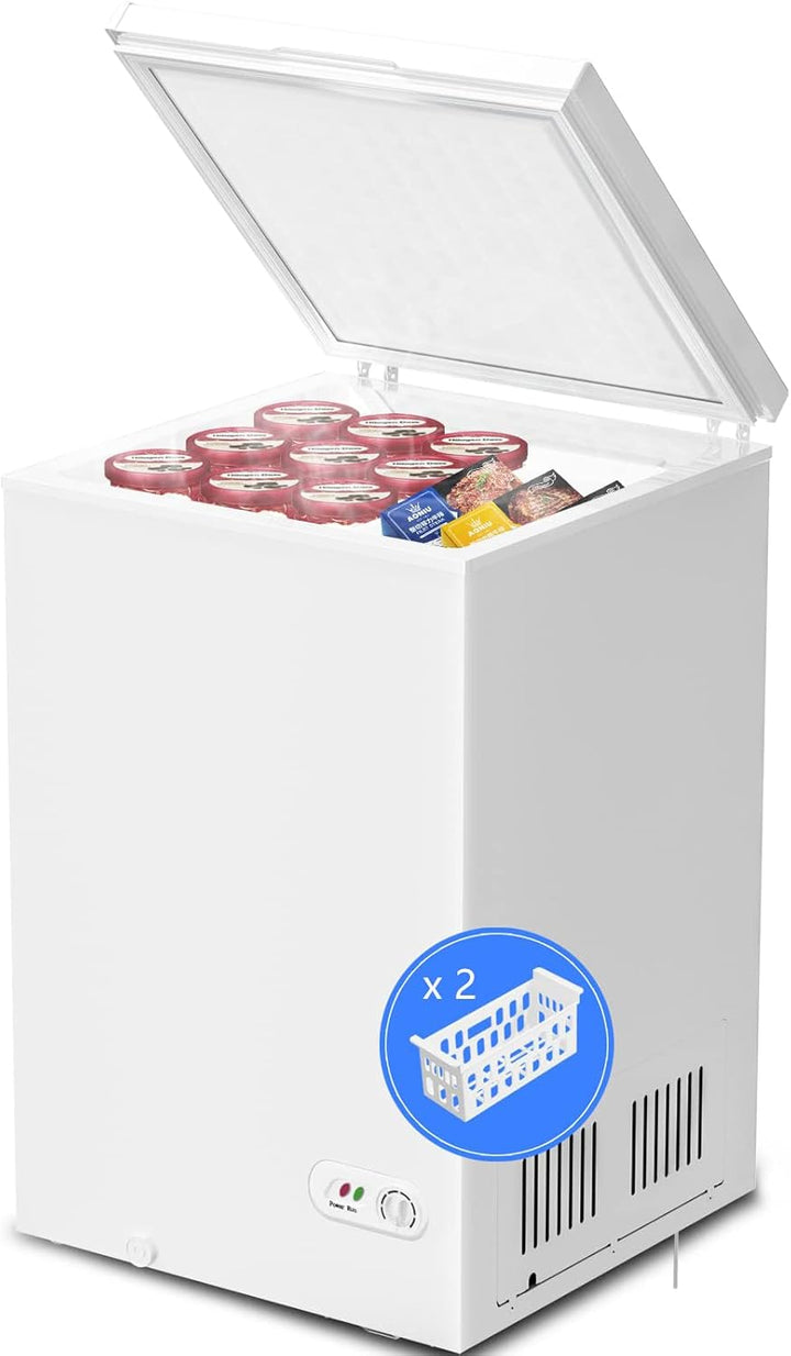 3.5 Cubic Feet Chest Freezer with 2 Removable Baskets D5897H - Kismile