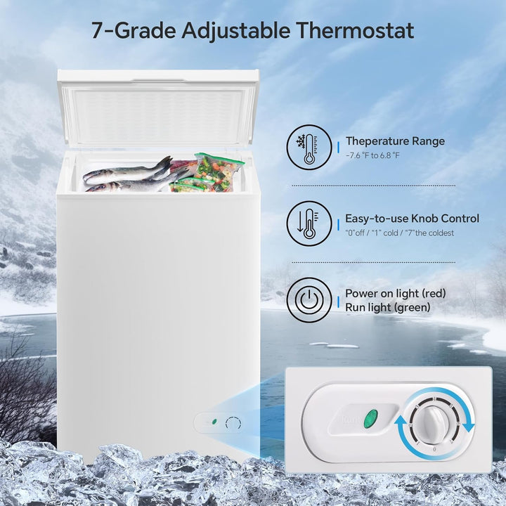 3.5 Cubic Feet Chest Freezer with 2 Removable Baskets D5897H - Kismile