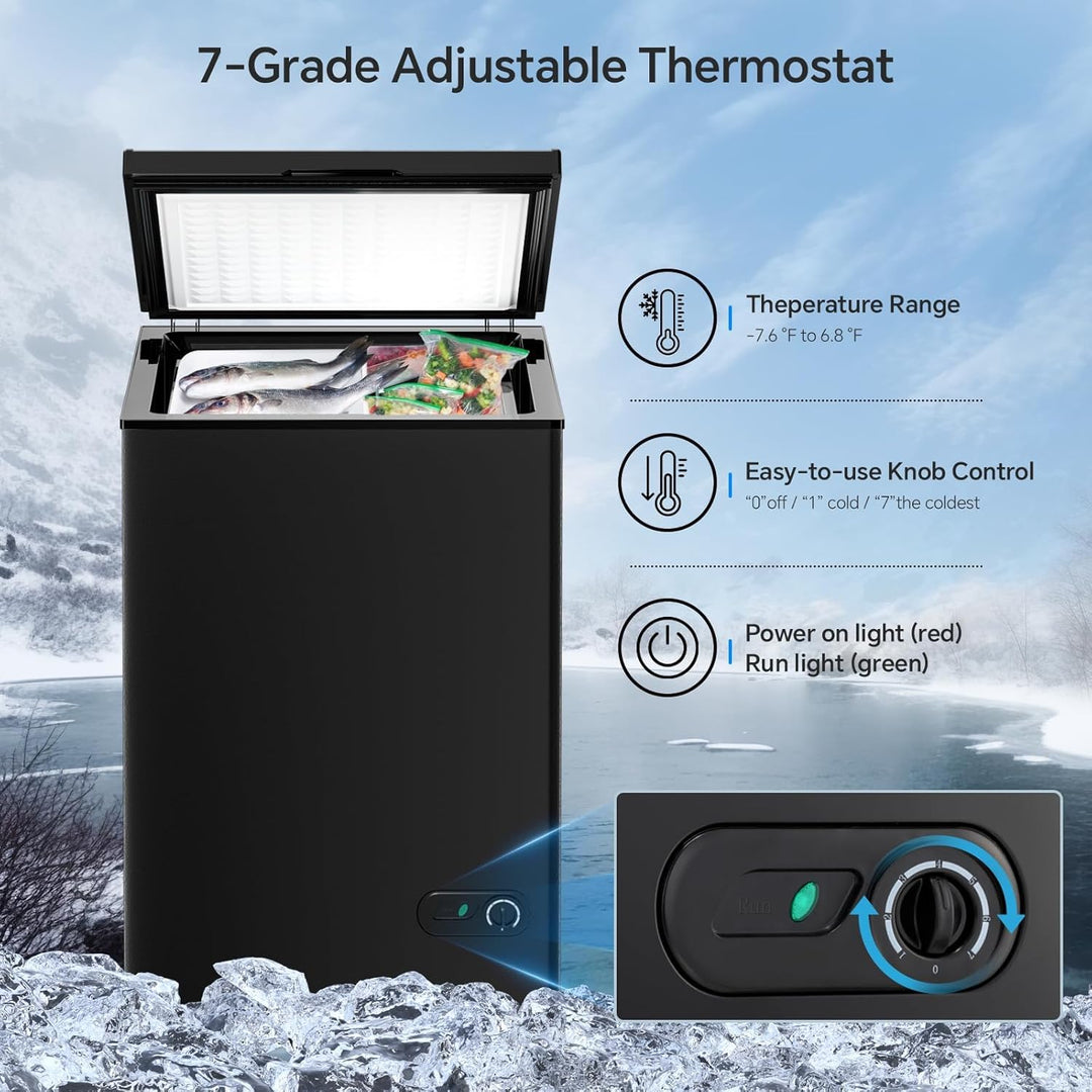 3.5 Cubic Feet Chest Freezer with 2 Removable Baskets D5897H - Kismile