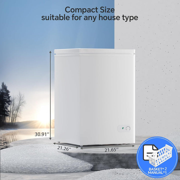 3.5 Cubic Feet Chest Freezer with 2 Removable Baskets D5897H - Kismile