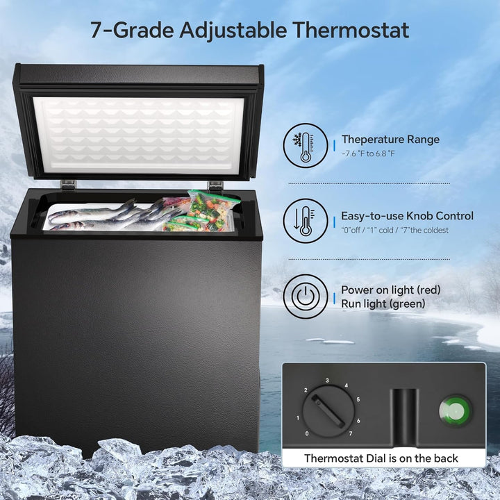 3.5 Cubic Feet Chest Freezer with 2 Removable Baskets D5897H - Kismile