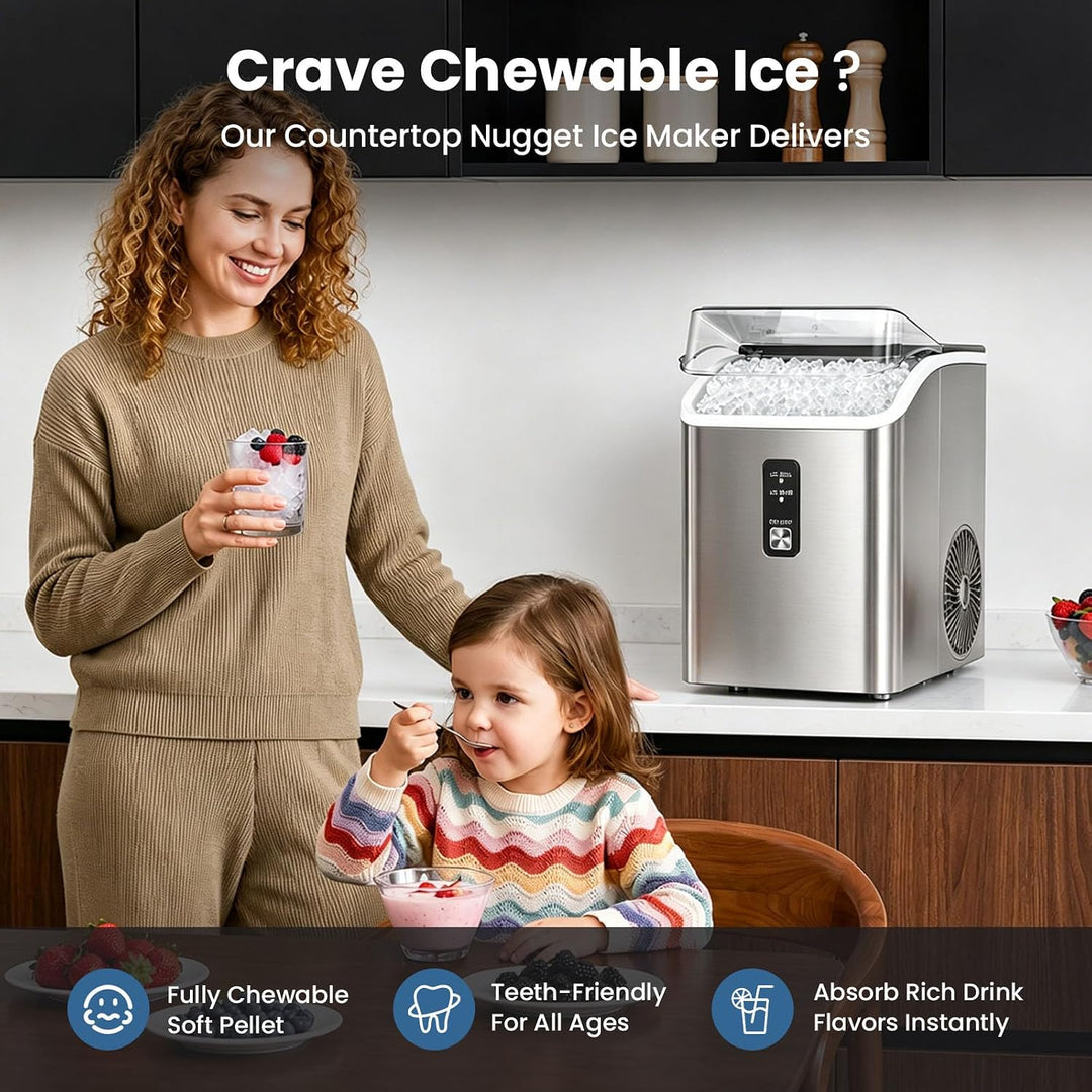 35 lb Nugget Ice Maker Countertop, Self-Cleaning - Kismile