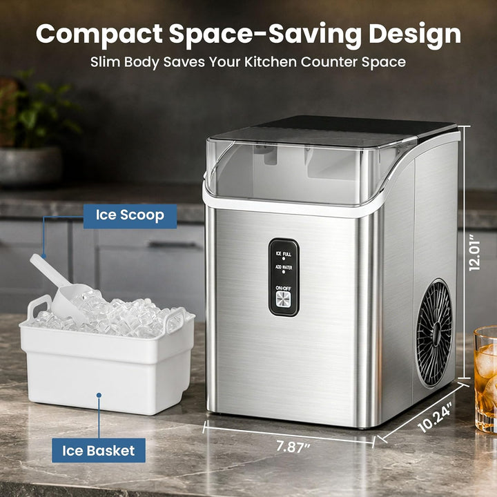 35 lb Nugget Ice Maker Countertop, Self-Cleaning - Kismile