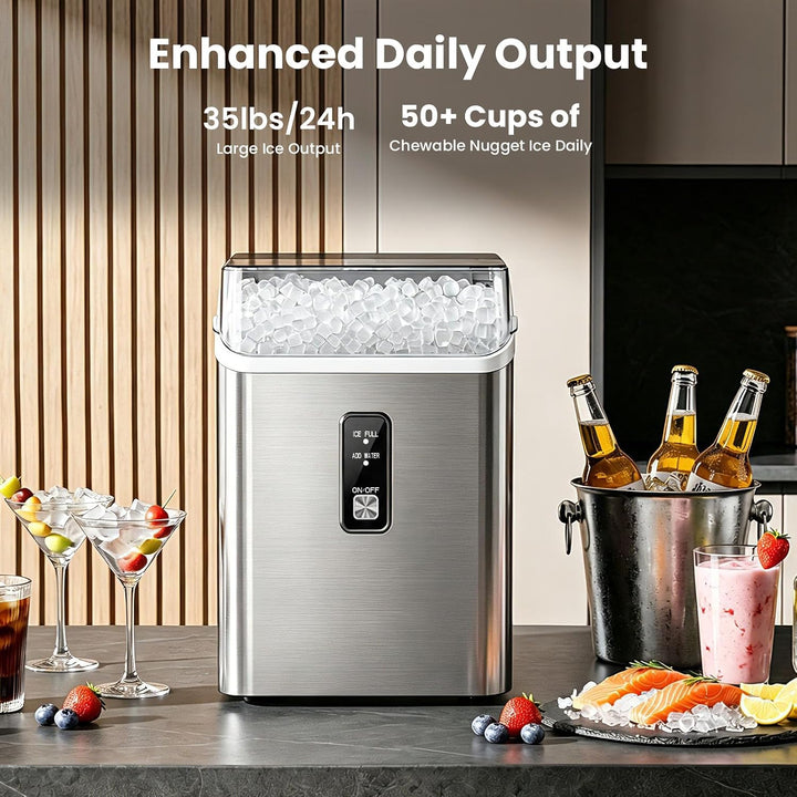 35 lb Nugget Ice Maker Countertop, Self-Cleaning - Kismile