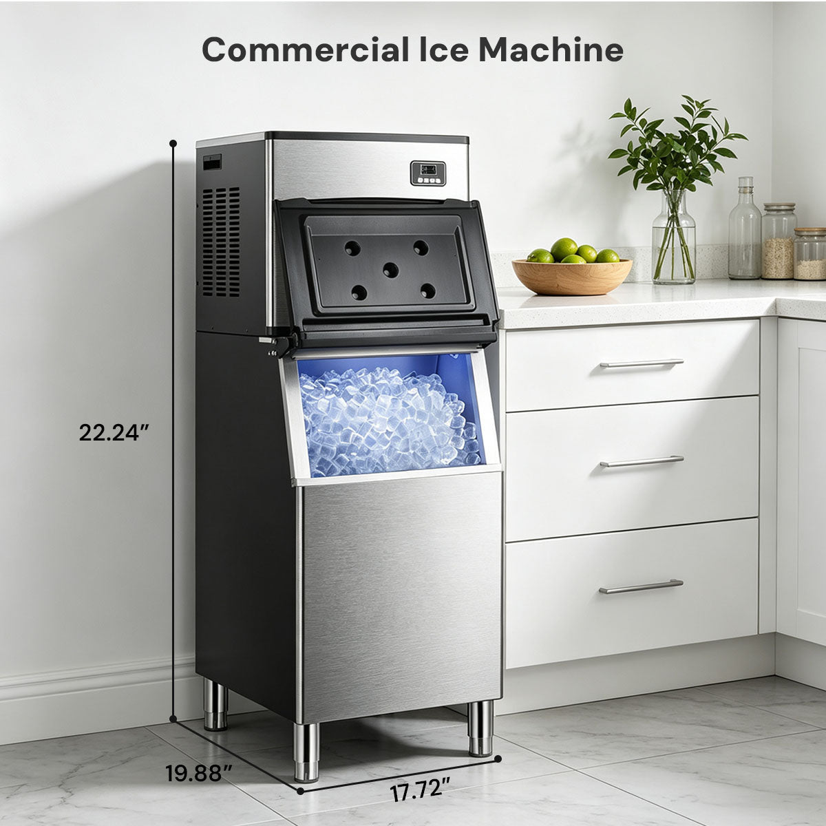 353LBS/24H Split Commercial Ice Maker with 198 LBS Storage Bin