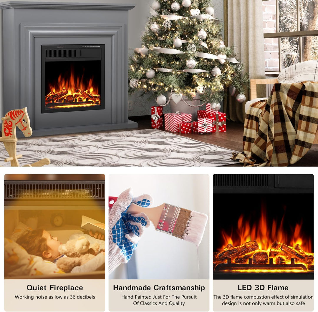 36 Inch Electric Fireplace Mantel Wooden Surround Firebox M1804 - Kismile