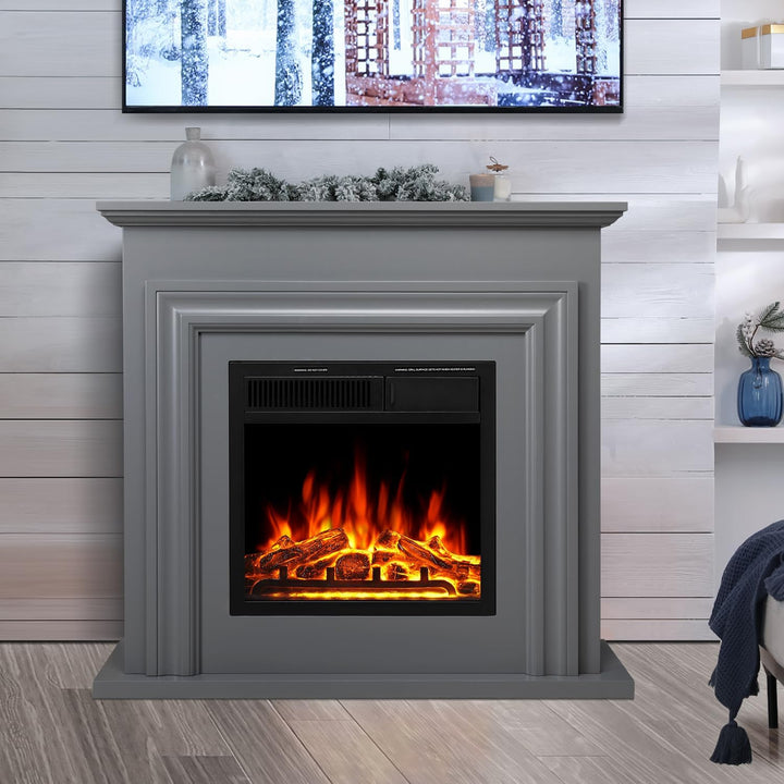 36 Inch Electric Fireplace Mantel Wooden Surround Firebox M1804 - Kismile