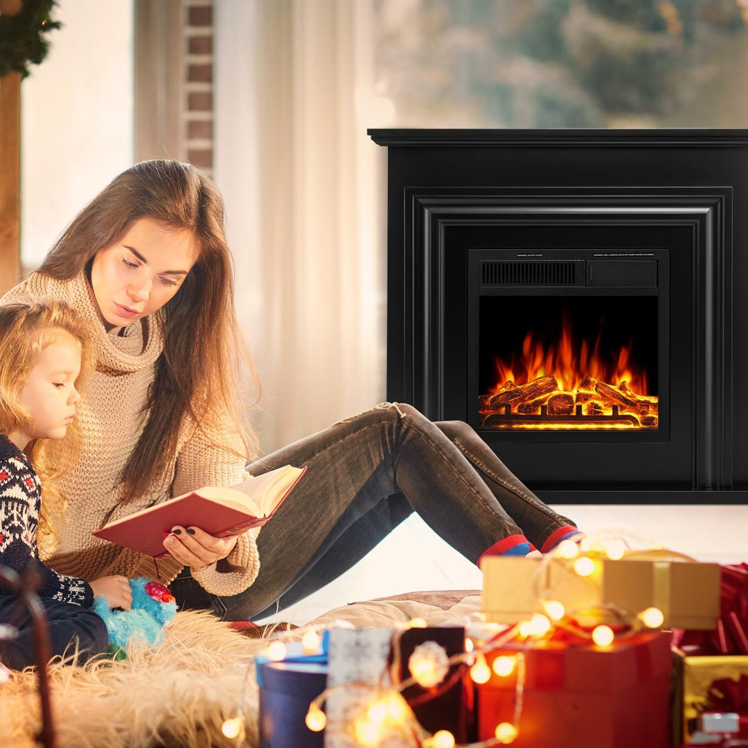36 Inch Electric Fireplace Mantel Wooden Surround Firebox M1804 - Kismile