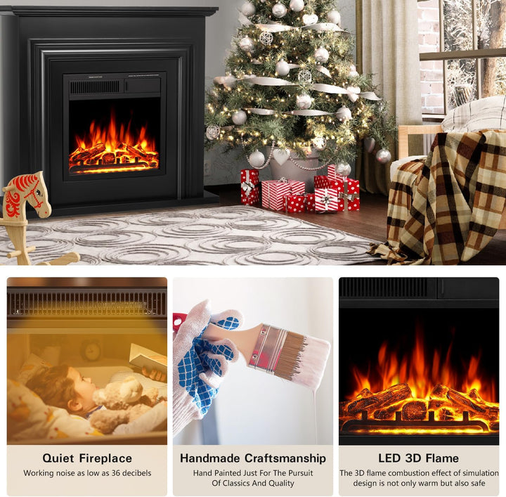 36 Inch Electric Fireplace Mantel Wooden Surround Firebox M1804 - Kismile