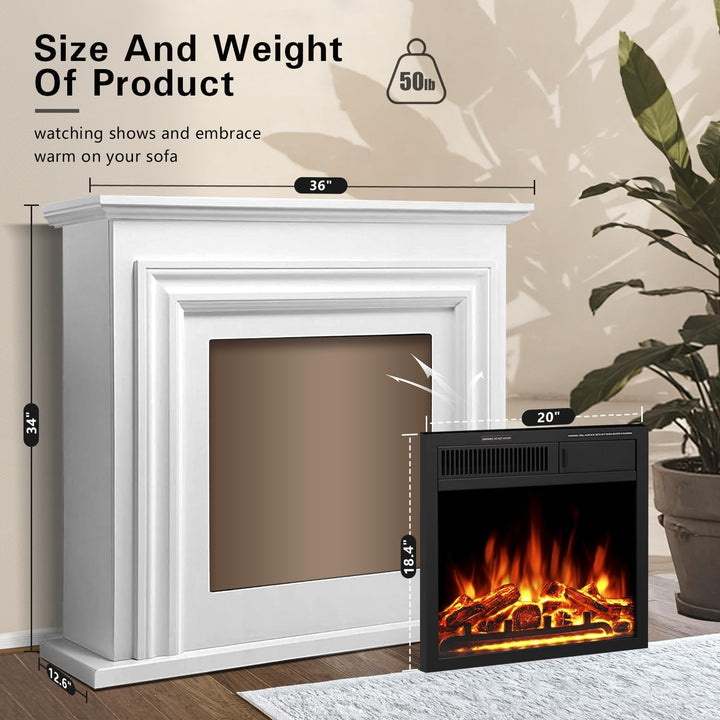 36 Inch Electric Fireplace Mantel Wooden Surround Firebox M1804 - Kismile