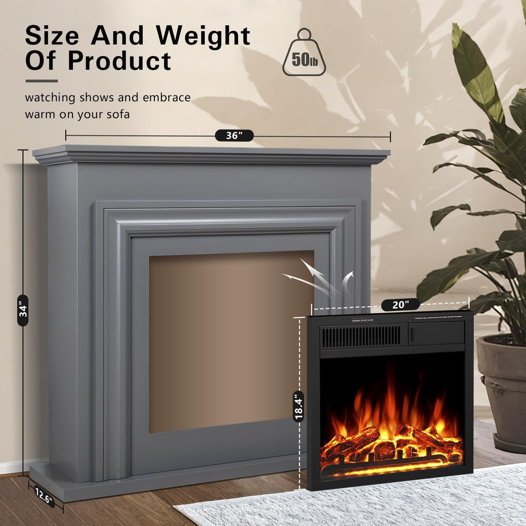 36 Inch Electric Fireplace Mantel Wooden Surround Firebox M1804 - Kismile