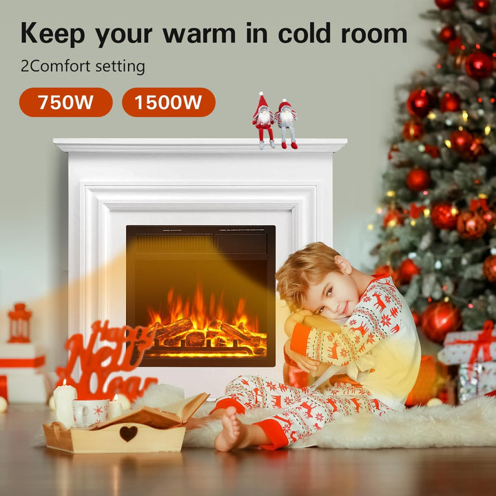 36 Inch Electric Fireplace Mantel Wooden Surround Firebox M1804 - Kismile