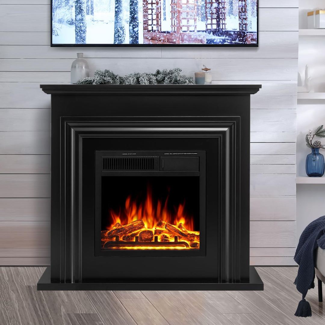 36 Inch Electric Fireplace Mantel Wooden Surround Firebox M1804 - Kismile