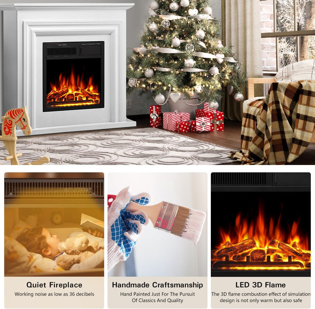 36 Inch Electric Fireplace Mantel Wooden Surround Firebox M1804 - Kismile