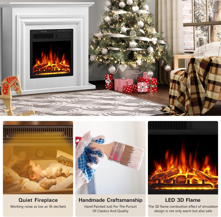 36 Inch Electric Fireplace Mantel Wooden Surround Firebox M1804 - Kismile
