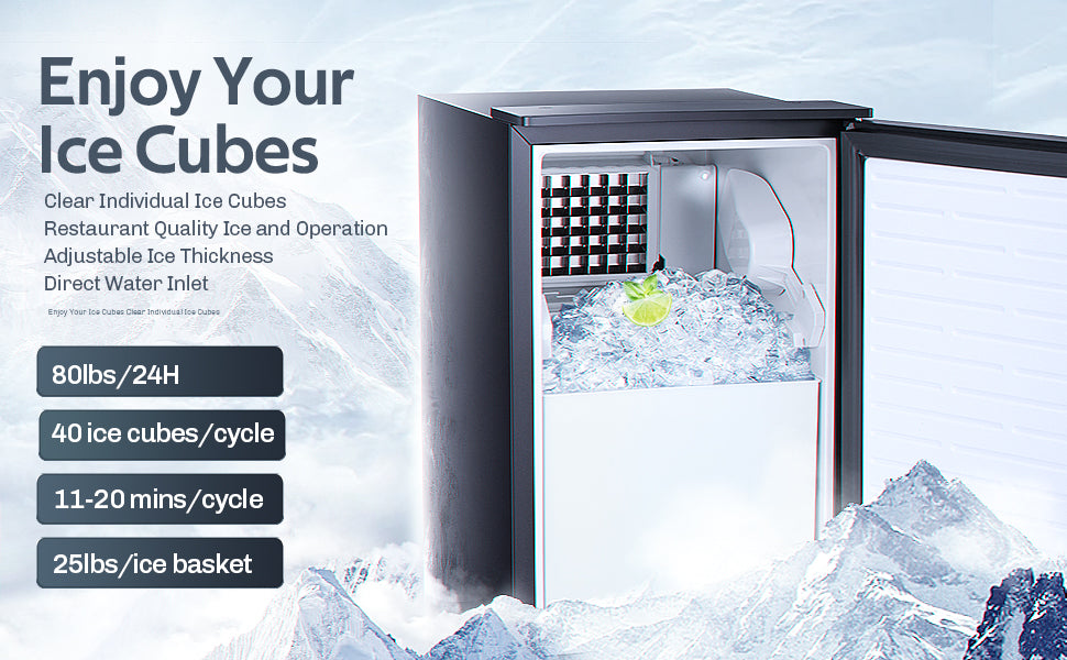Kismile Commercial Built-in Ice Maker Machine,80Lbs/Day,Under Counter ...