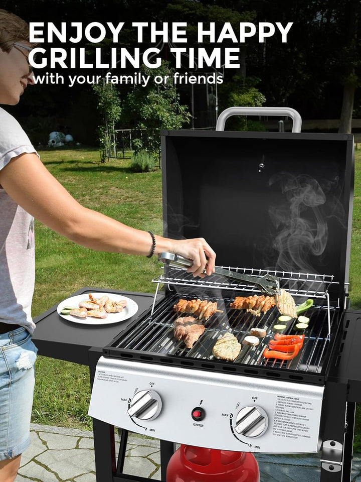 4 - Burner Propane Gas Grill with Porcelain - Enameled Cast Iron Grates and Side Burne G0141A - Kismile