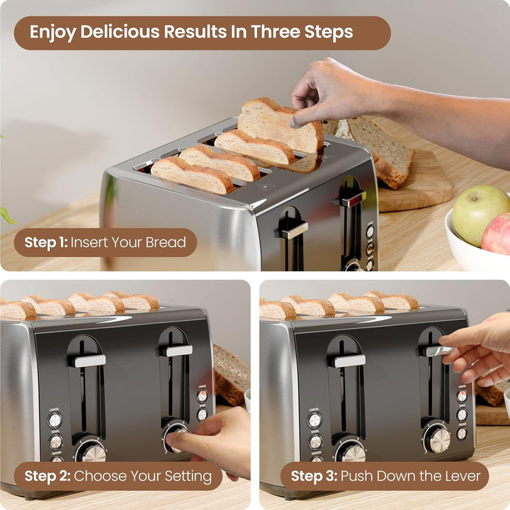 4 slice toaster with removable crumb tray TT6704 - Kismile