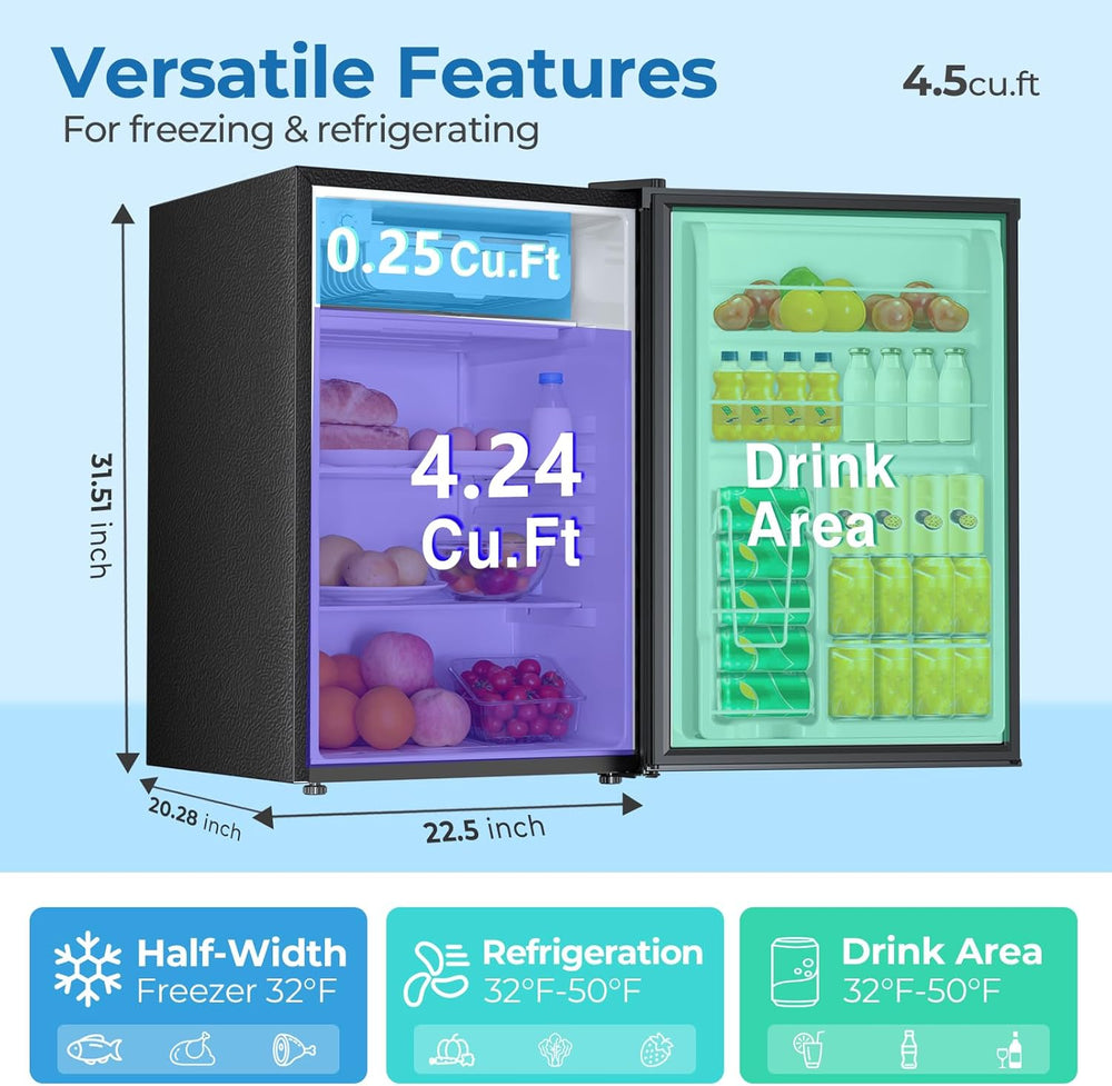 4.5 Cu.ft Mini Fridge with Freezer 58128RRE1 - Kismile
