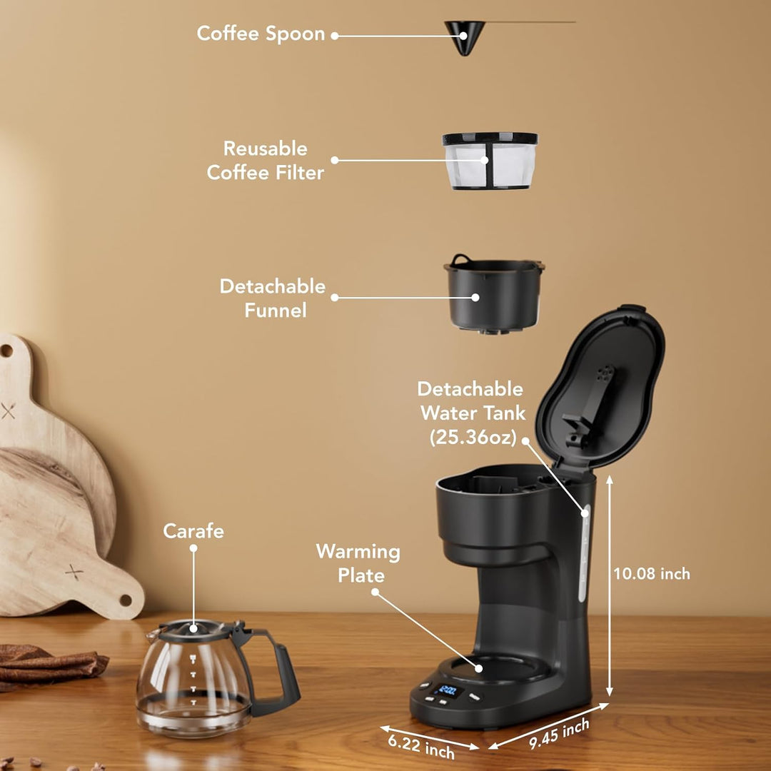 5 - Cup Drip Coffee Maker - Programmable, Auto Brew, Auto Pause, Keep Warm Function CM3710H - Kismile