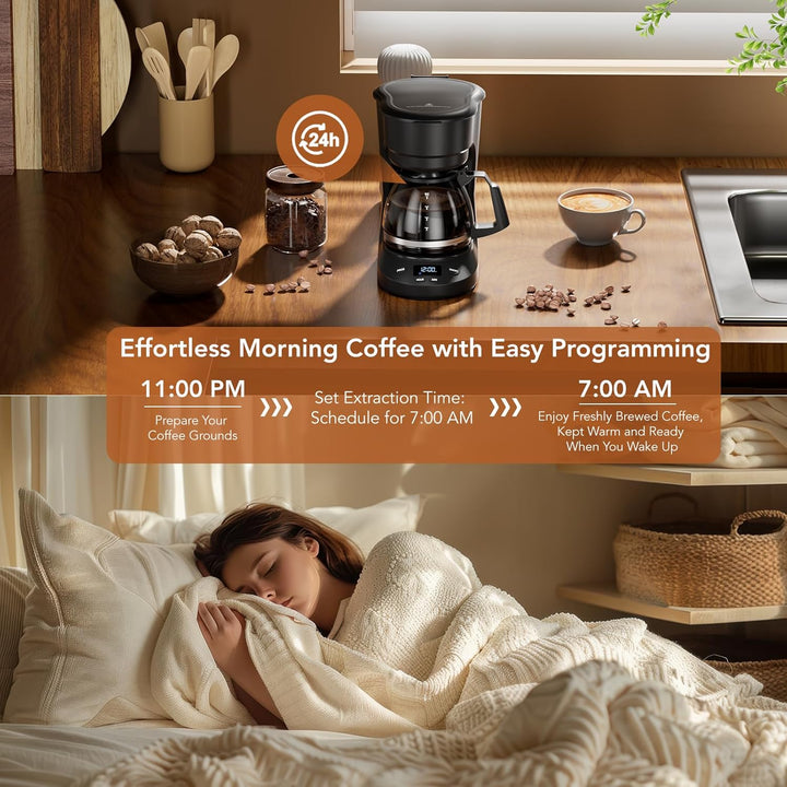 5 - Cup Drip Coffee Maker - Programmable, Auto Brew, Auto Pause, Keep Warm Function CM3710H - Kismile