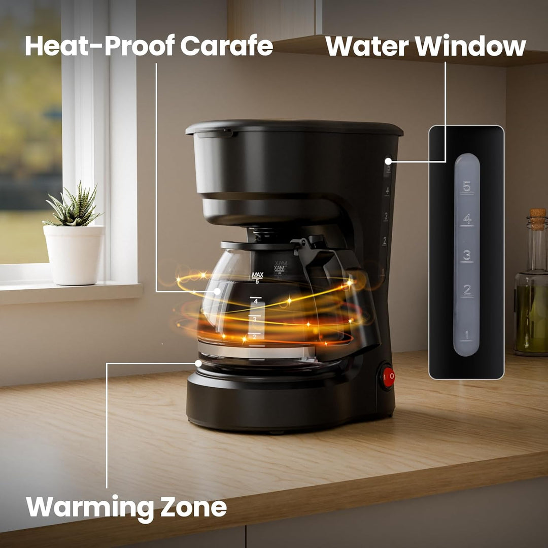 5 - Cup Drip Coffee Maker - Programmable, Auto Brew, Auto Pause, Keep Warm Function CM3710H - Kismile