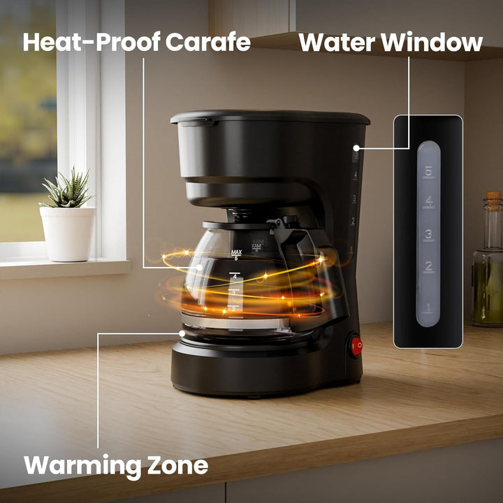 5 - Cup Drip Coffee Maker - Programmable, Auto Brew, Auto Pause, Keep Warm Function CM3710H - Kismile