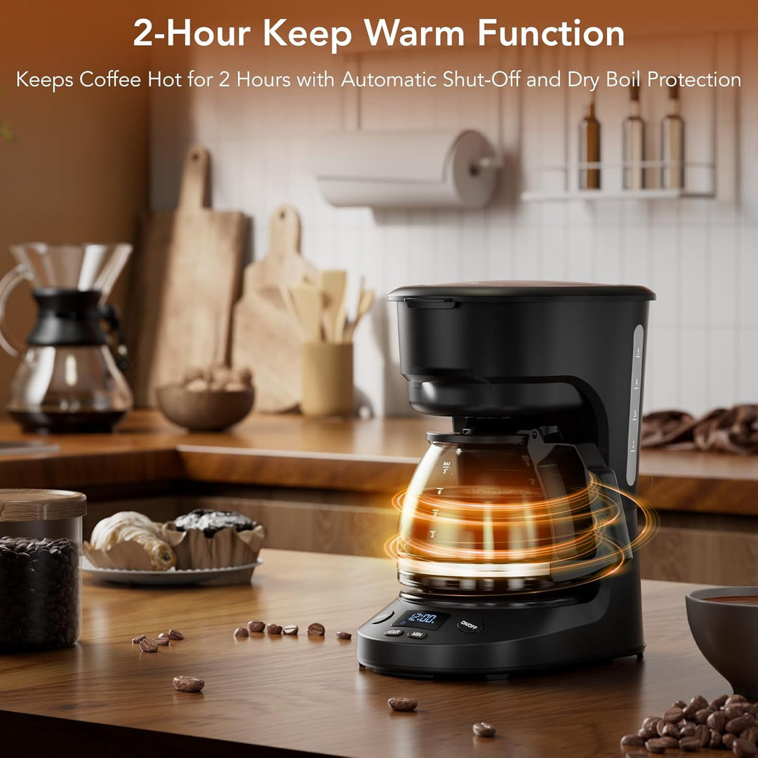 5 - Cup Drip Coffee Maker - Programmable, Auto Brew, Auto Pause, Keep Warm Function CM3710H - Kismile