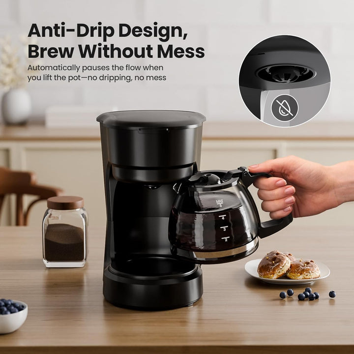 5 - Cup Drip Coffee Maker - Programmable, Auto Brew, Auto Pause, Keep Warm Function CM3710H - Kismile