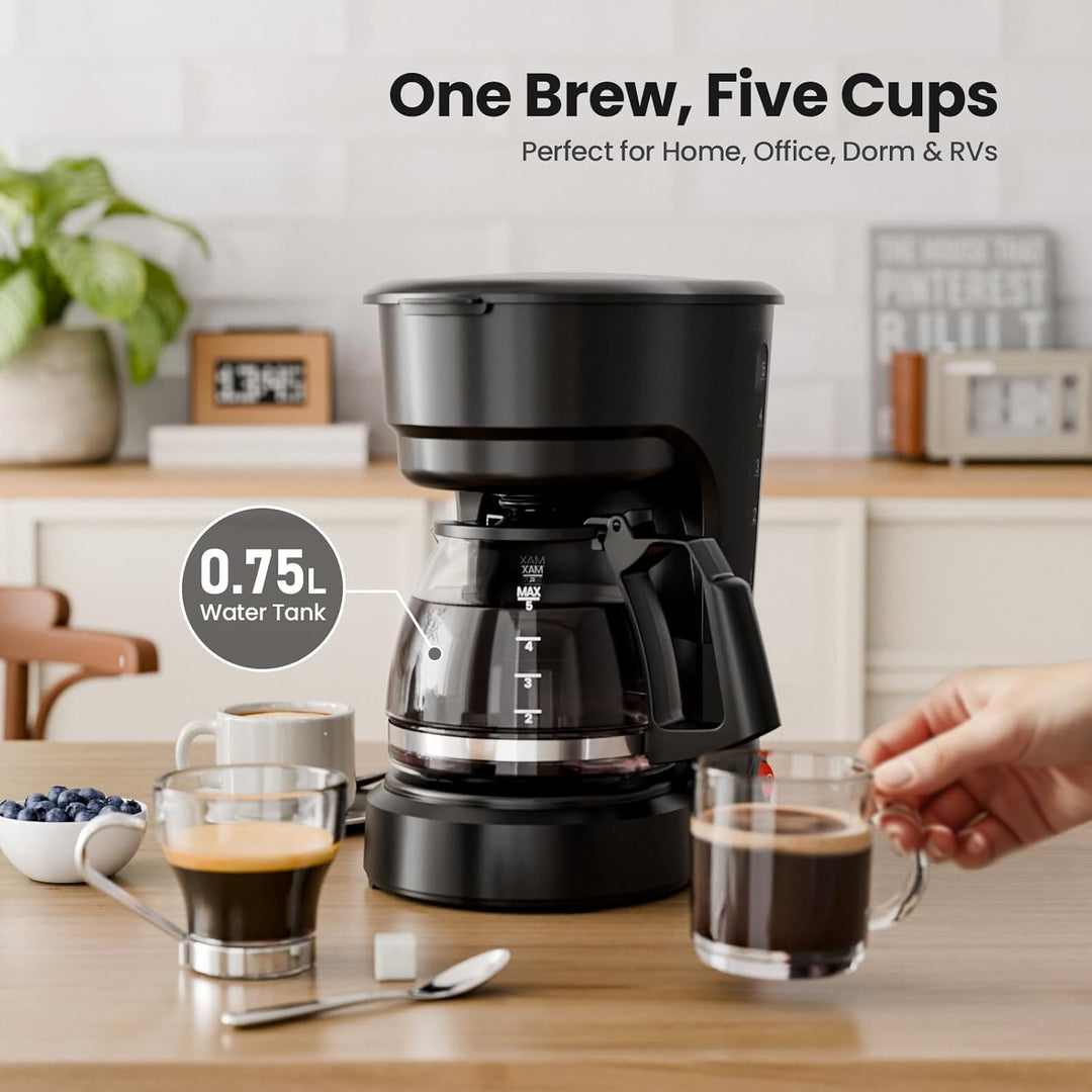 5 - Cup Drip Coffee Maker - Programmable, Auto Brew, Auto Pause, Keep Warm Function CM3710H - Kismile