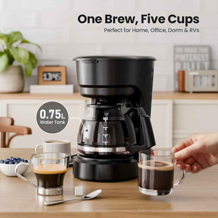 5 - Cup Drip Coffee Maker - Programmable, Auto Brew, Auto Pause, Keep Warm Function CM3710H - Kismile
