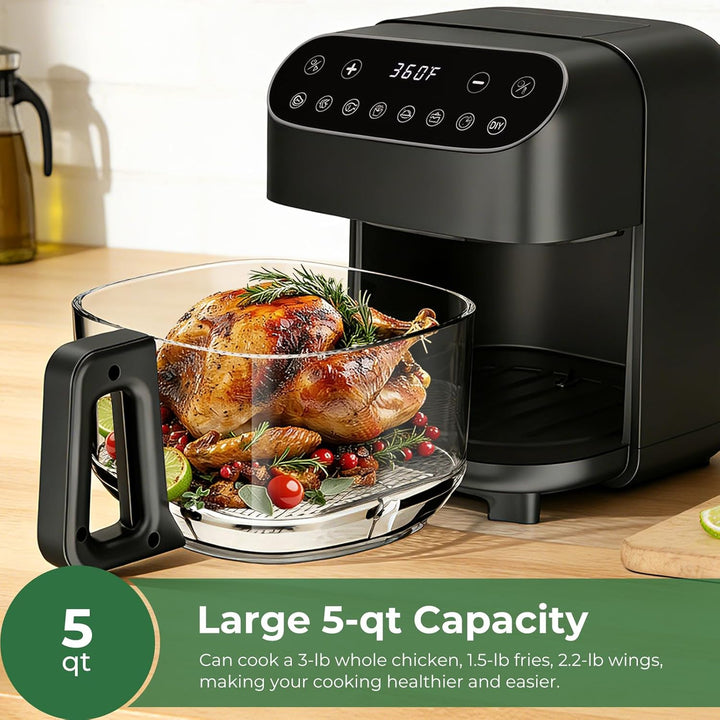 5 Quart Non - Toxic Air Fryer with Visible Fry Bowl 12420KAF0 - Kismile