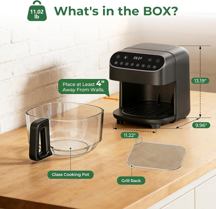5 Quart Non - Toxic Air Fryer with Visible Fry Bowl 12420KAF0 - Kismile