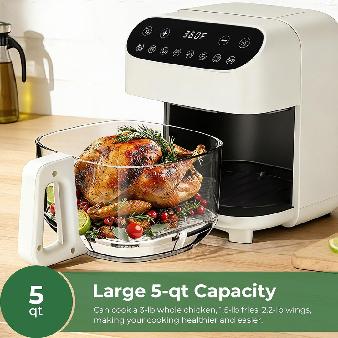 5 Quart Non - Toxic Air Fryer with Visible Fry Bowl 12420KAF0 - Kismile