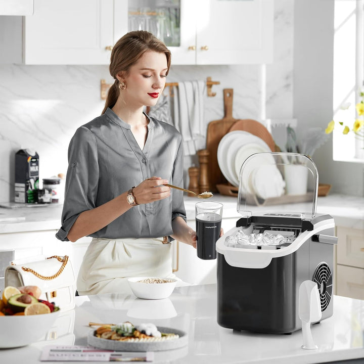 Woman in a kitchen using an ice cream maker