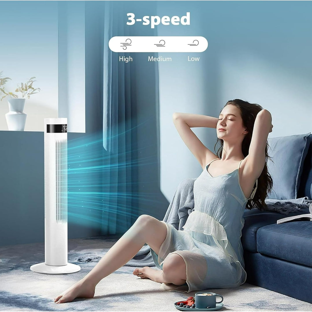 85° Oscillating Bladeless Tower Fan with 24ft/s Velocity - Kismile