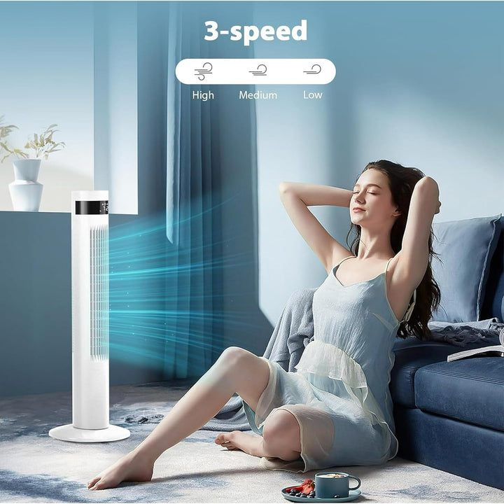 85° Oscillating Bladeless Tower Fan with 24ft/s Velocity - Kismile