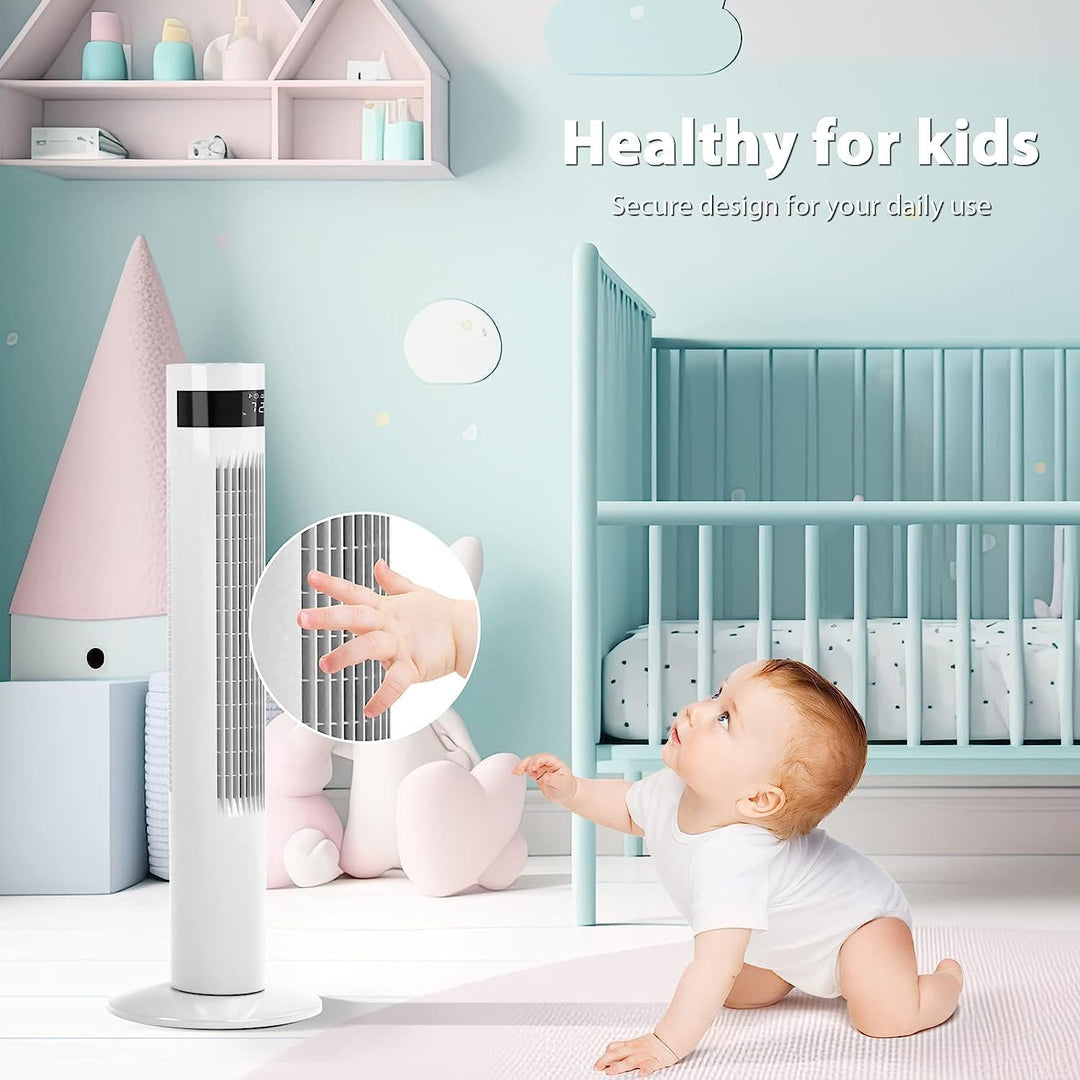 85° Oscillating Bladeless Tower Fan with 24ft/s Velocity - Kismile